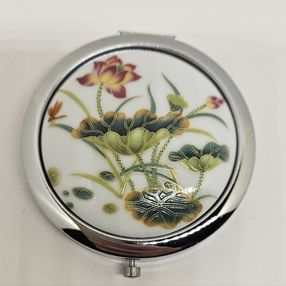Flower Compact Mirror Genuine Porcelain Makeup